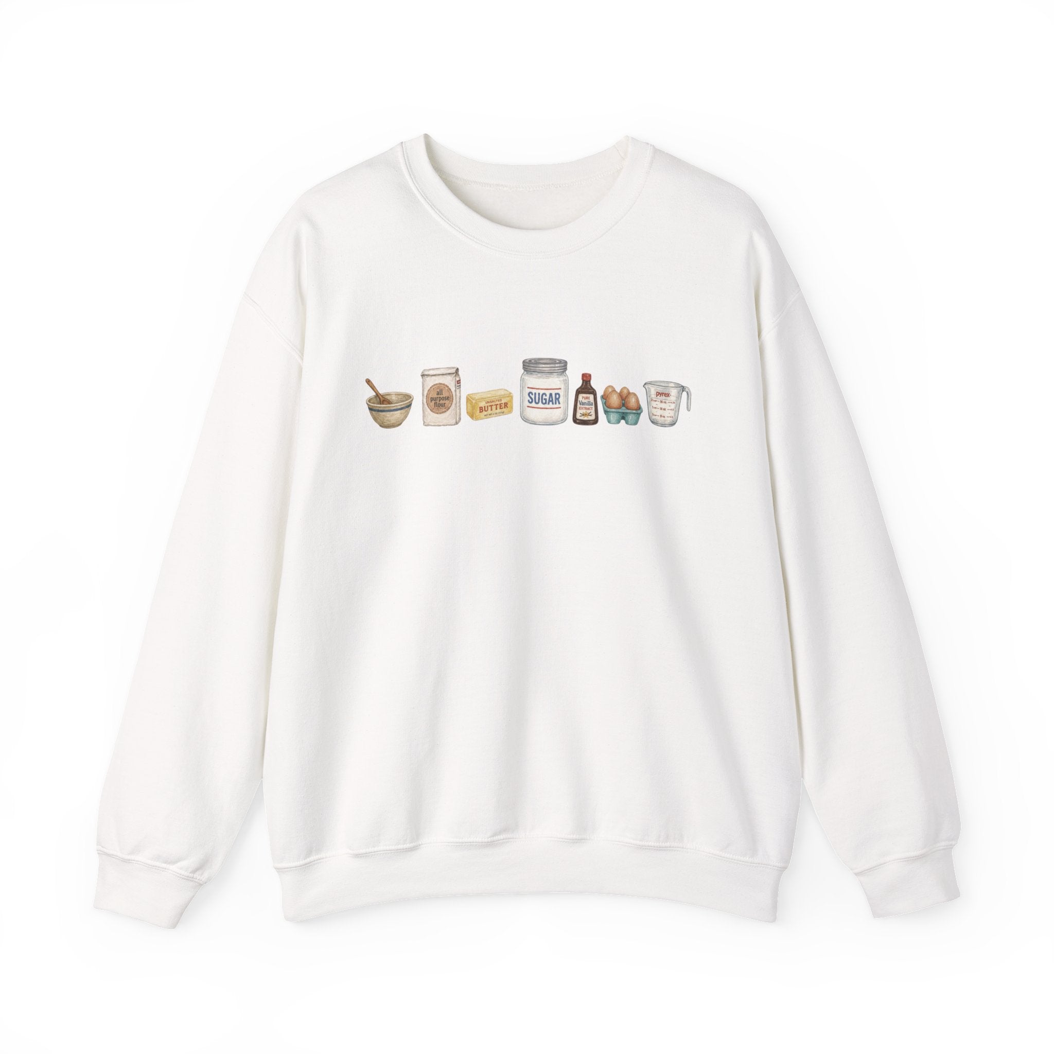 Baking Ingredients Crewneck Sweatshirt | Cute Pantry Illustration
