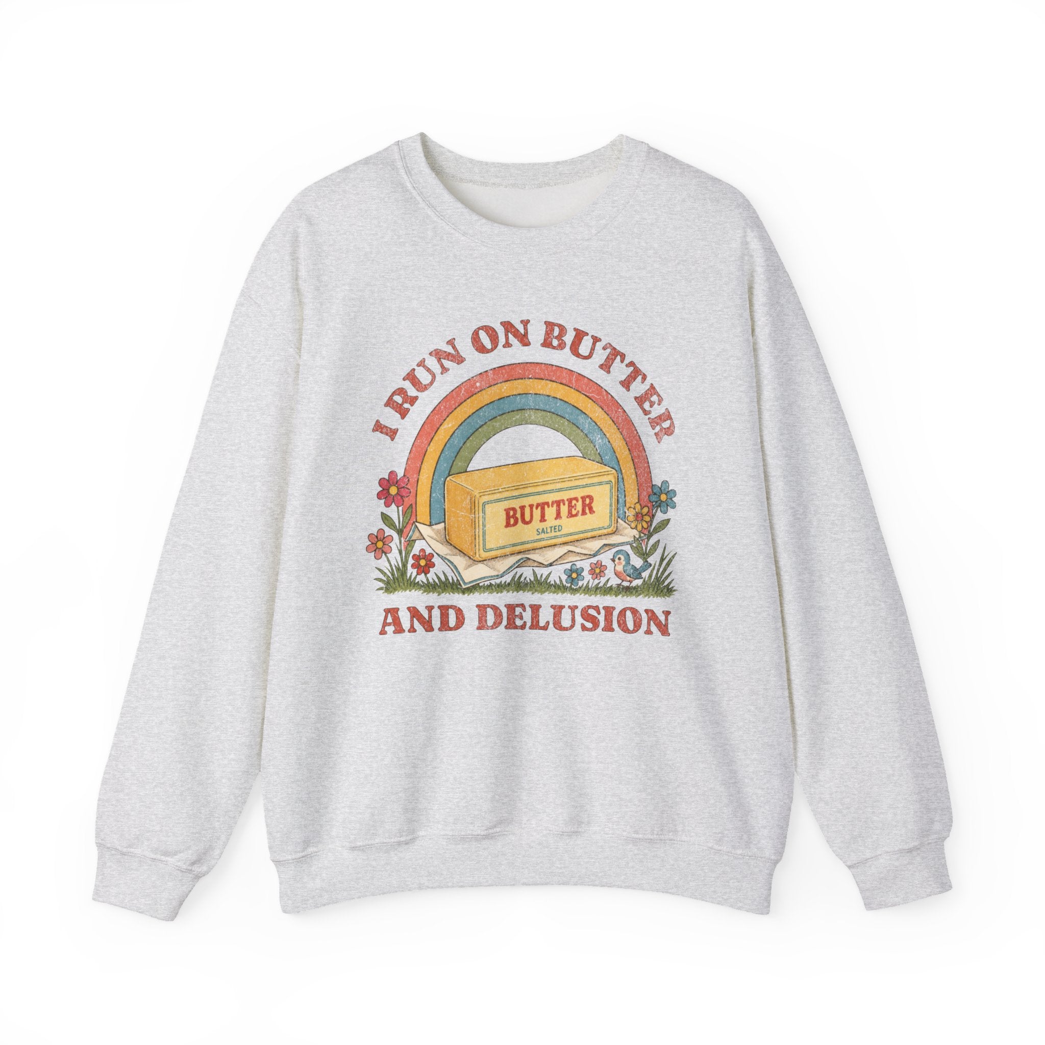 Butter & Delusion Sweatshirt | Retro Rainbow Graphic Crewneck