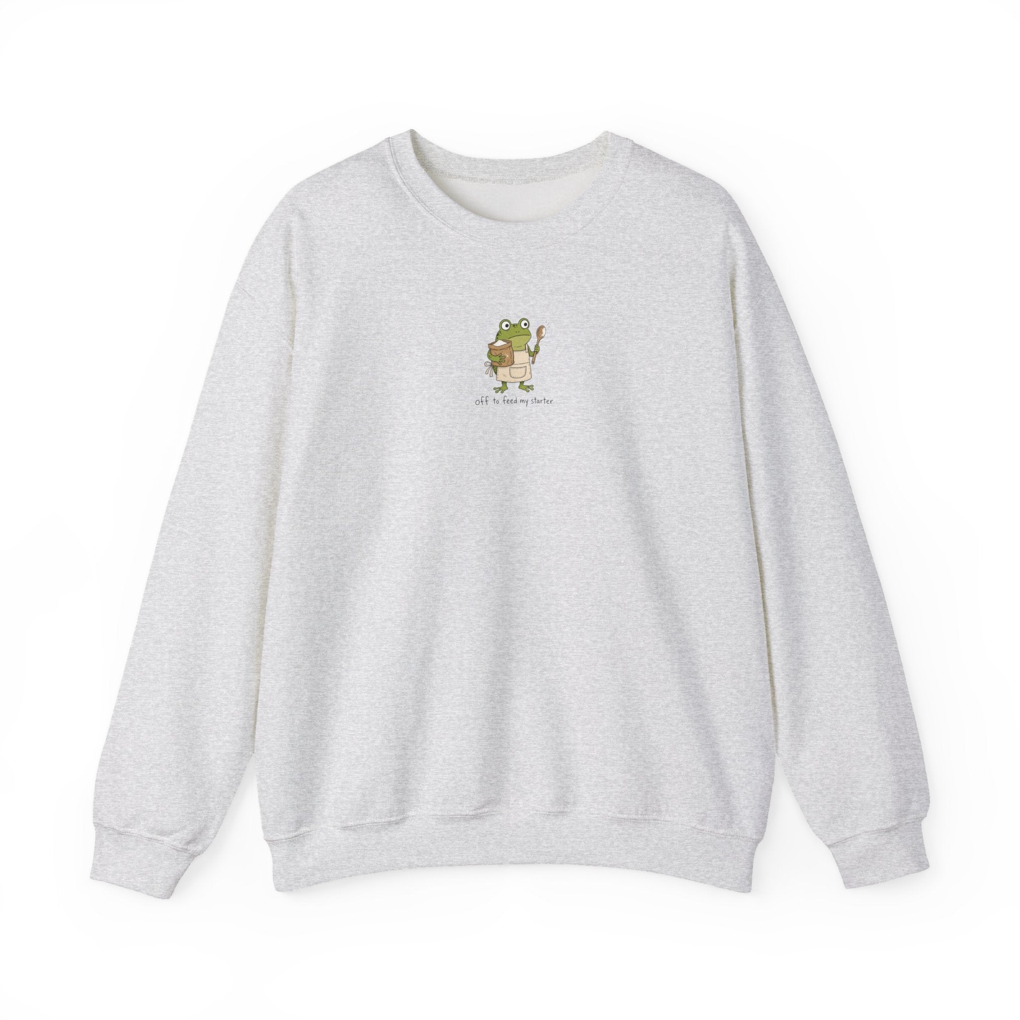 Cute Frog Holding Coffee Crewneck Sweatshirt — 'But First Coffee' Graphic