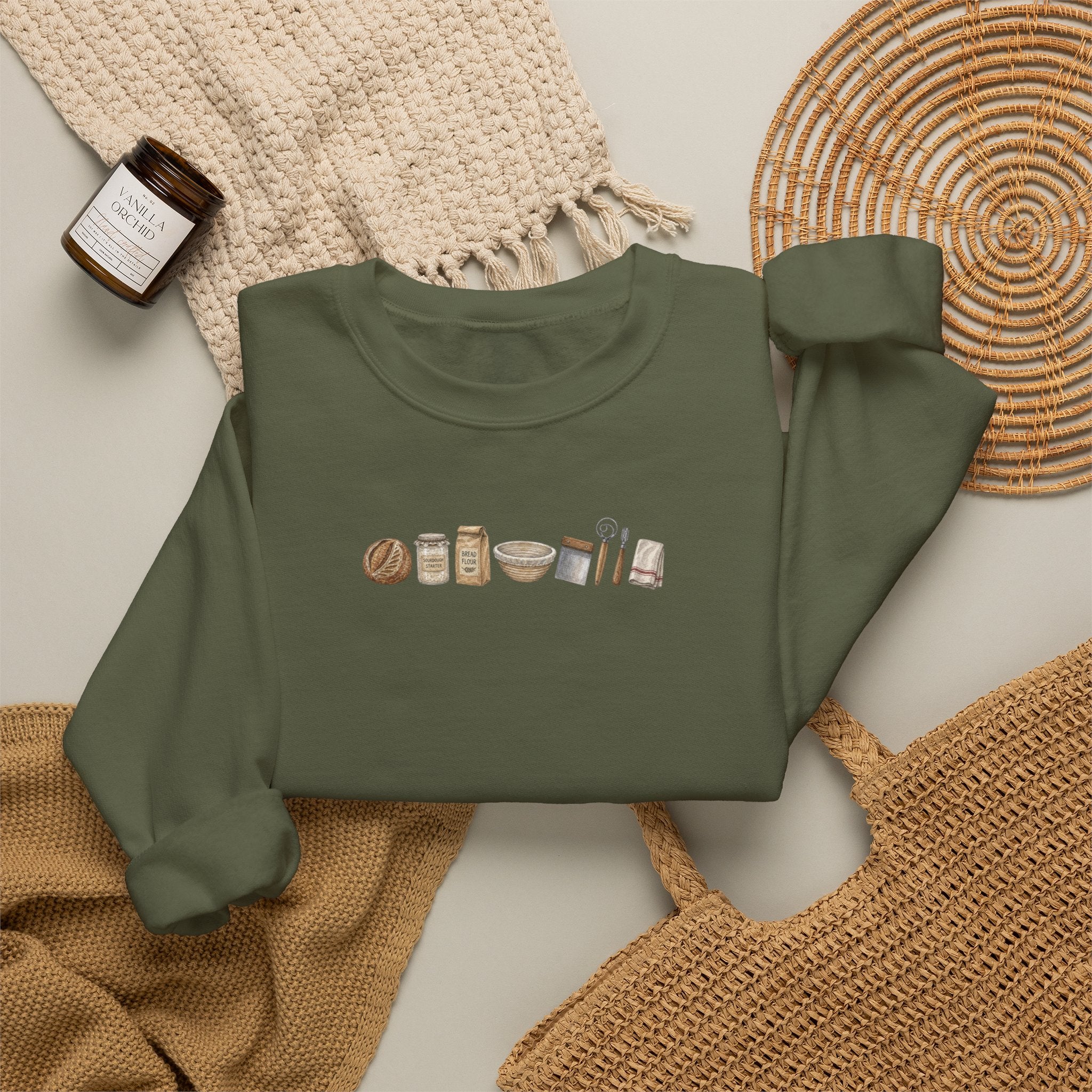 Baking Essentials Crewneck Sweatshirt | Cute Neutral Bakery Icons