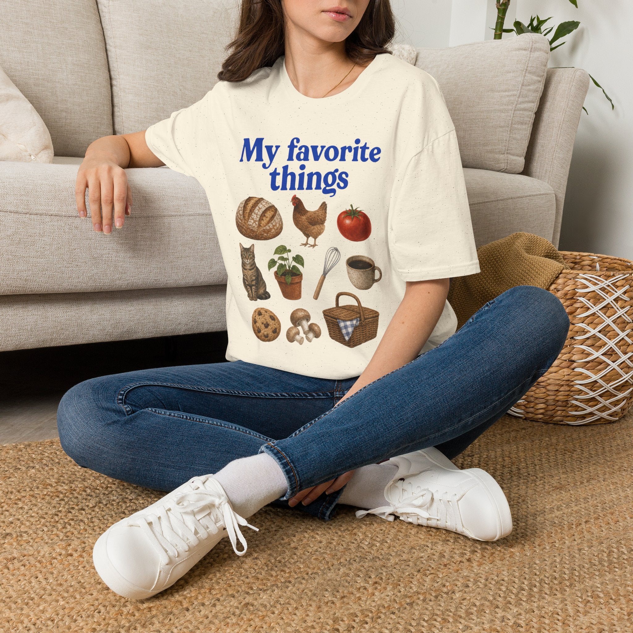 My Favorite Things T-Shirt | Bread, Chicken & Cozy Kitchen Icons Tee