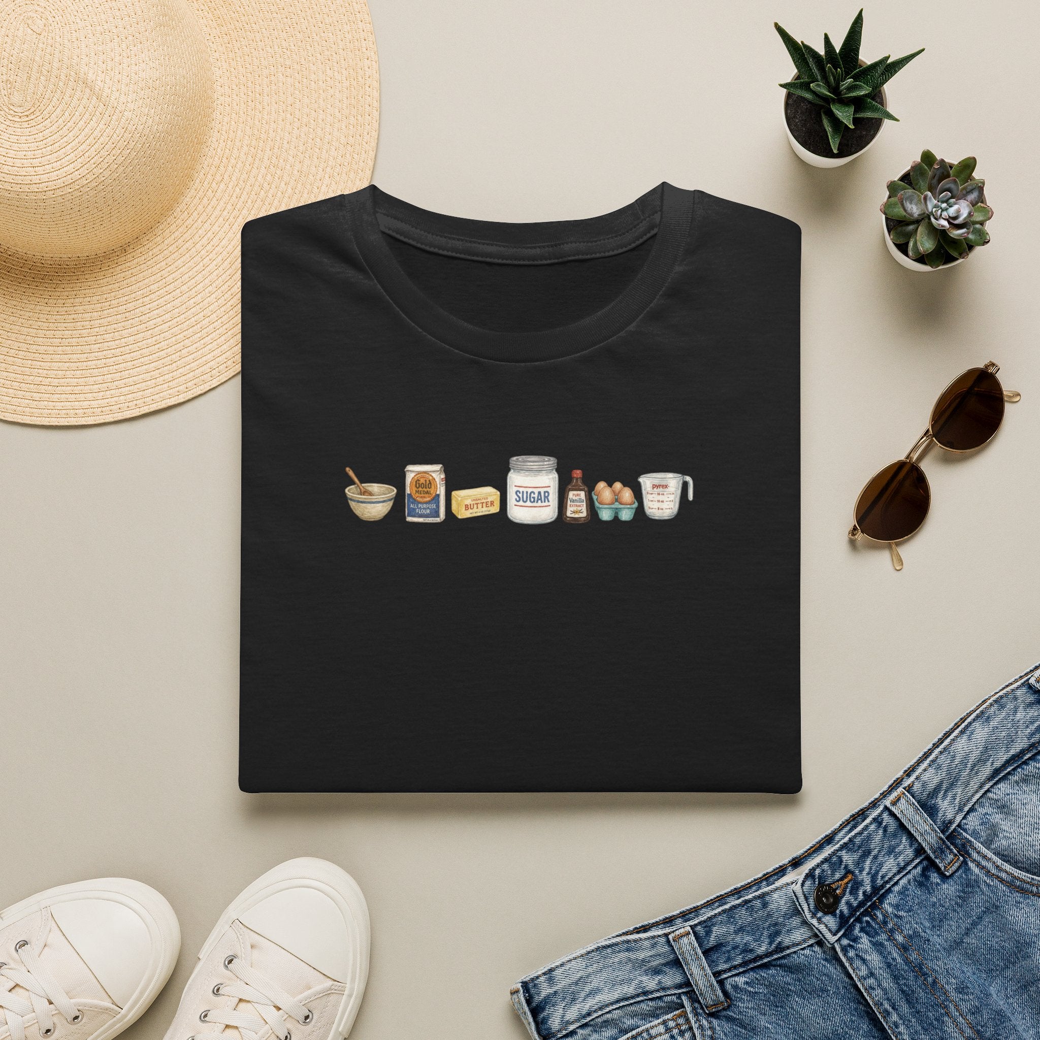 Baking Pantry Icons T-Shirt | Minimalist Baking Ingredients Tee