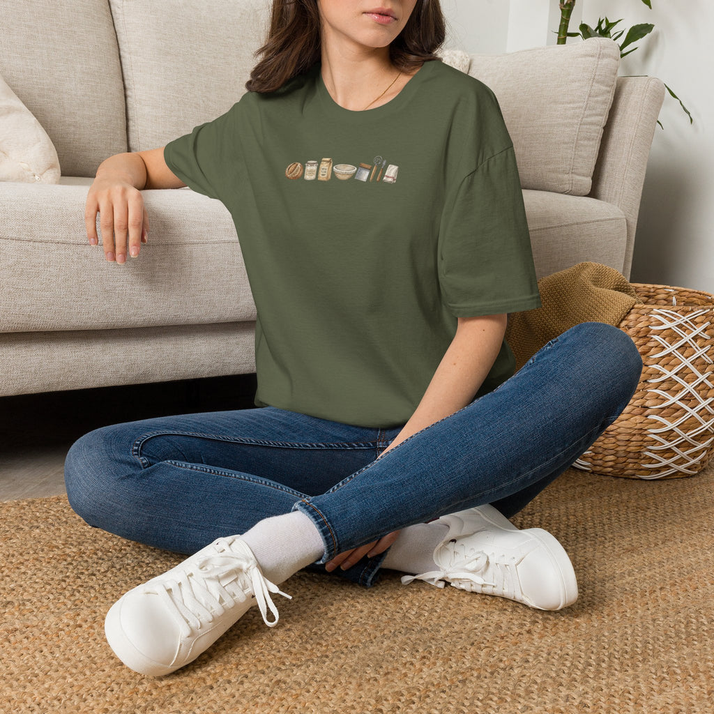 Baking Essentials T-Shirt | Minimalist Kitchen Utensils Graphic
