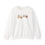 Cute Seal Family Crewneck Sweatshirt, Cartoon Seals in Cozy Cups