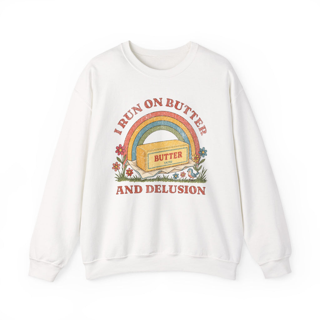 Butter & Delusion Sweatshirt | Retro Rainbow Graphic Crewneck
