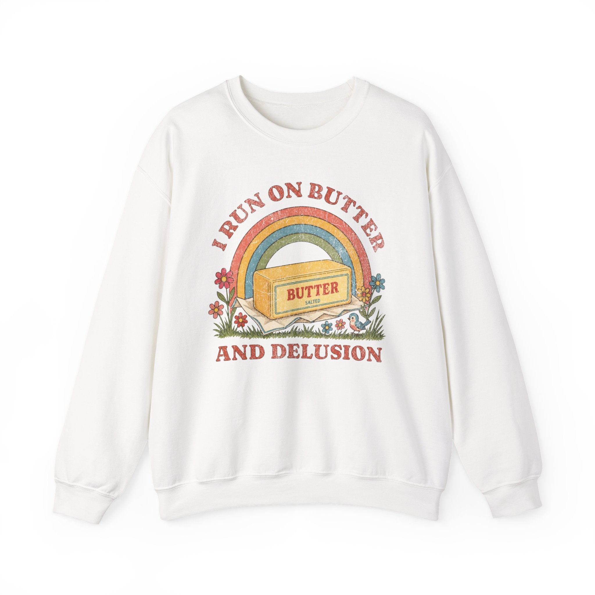 Butter & Delusion Sweatshirt | Retro Rainbow Graphic Crewneck