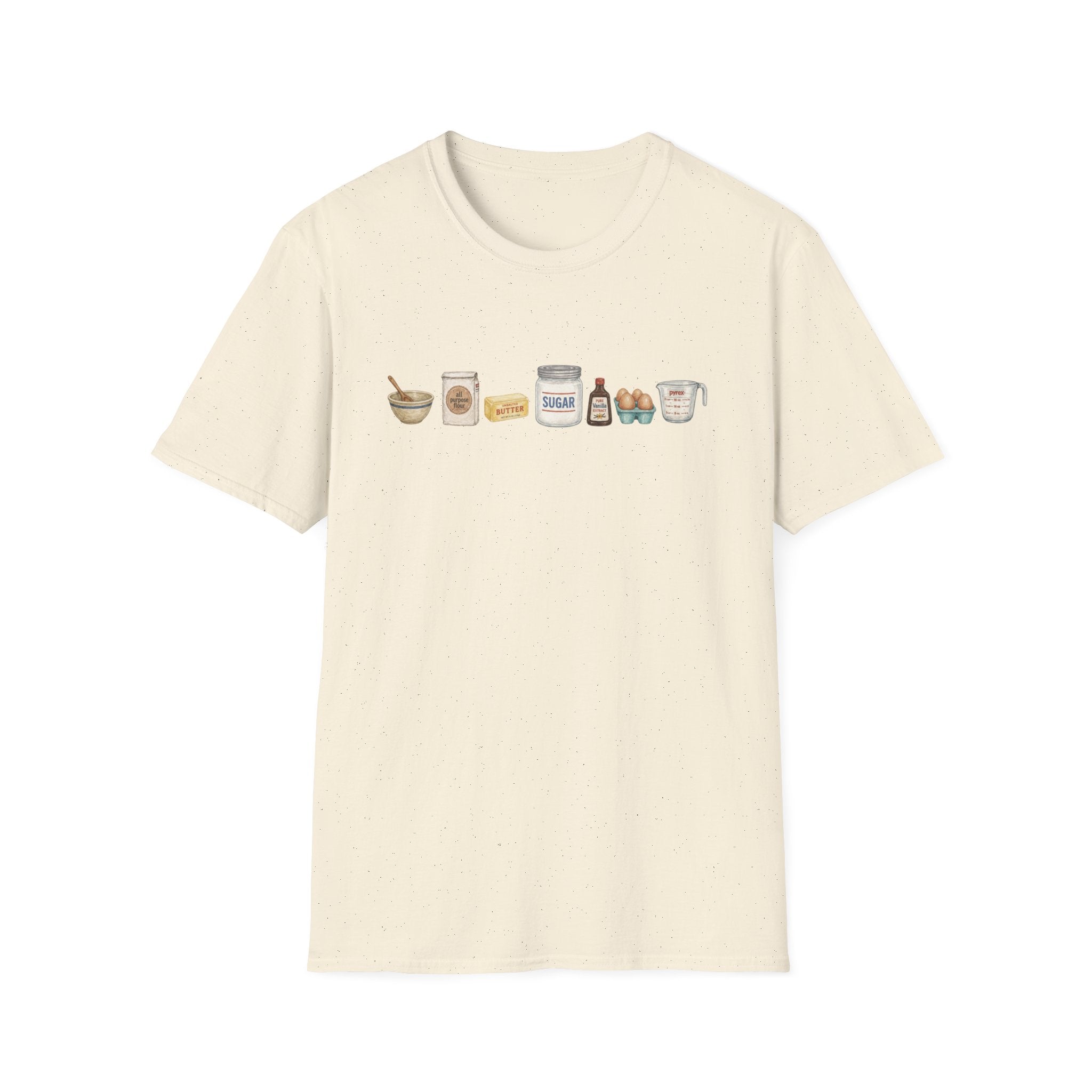 Baking Ingredients Lineup T‑Shirt | Charming Kitchen Recipe Graphic Tee