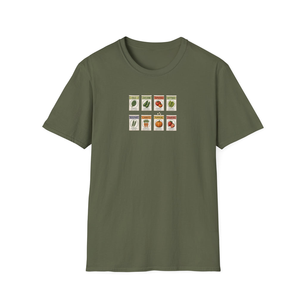 Vintage Seed Packet T-Shirt | Retro Garden Vegetable Illustration Tee