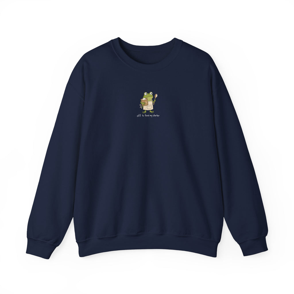 Cute Frog Holding Coffee Crewneck Sweatshirt — 'But First Coffee' Graphic