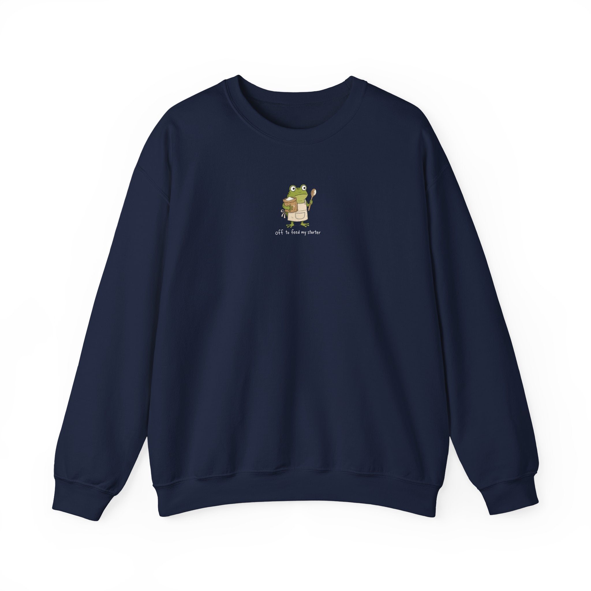 Cute Frog Holding Coffee Crewneck Sweatshirt — 'But First Coffee' Graphic