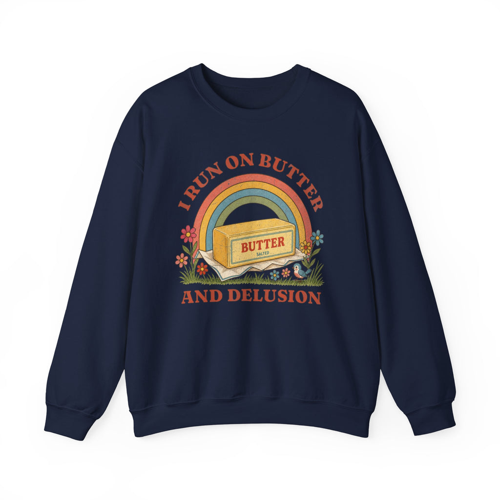Butter & Delusion Sweatshirt | Retro Rainbow Graphic Crewneck