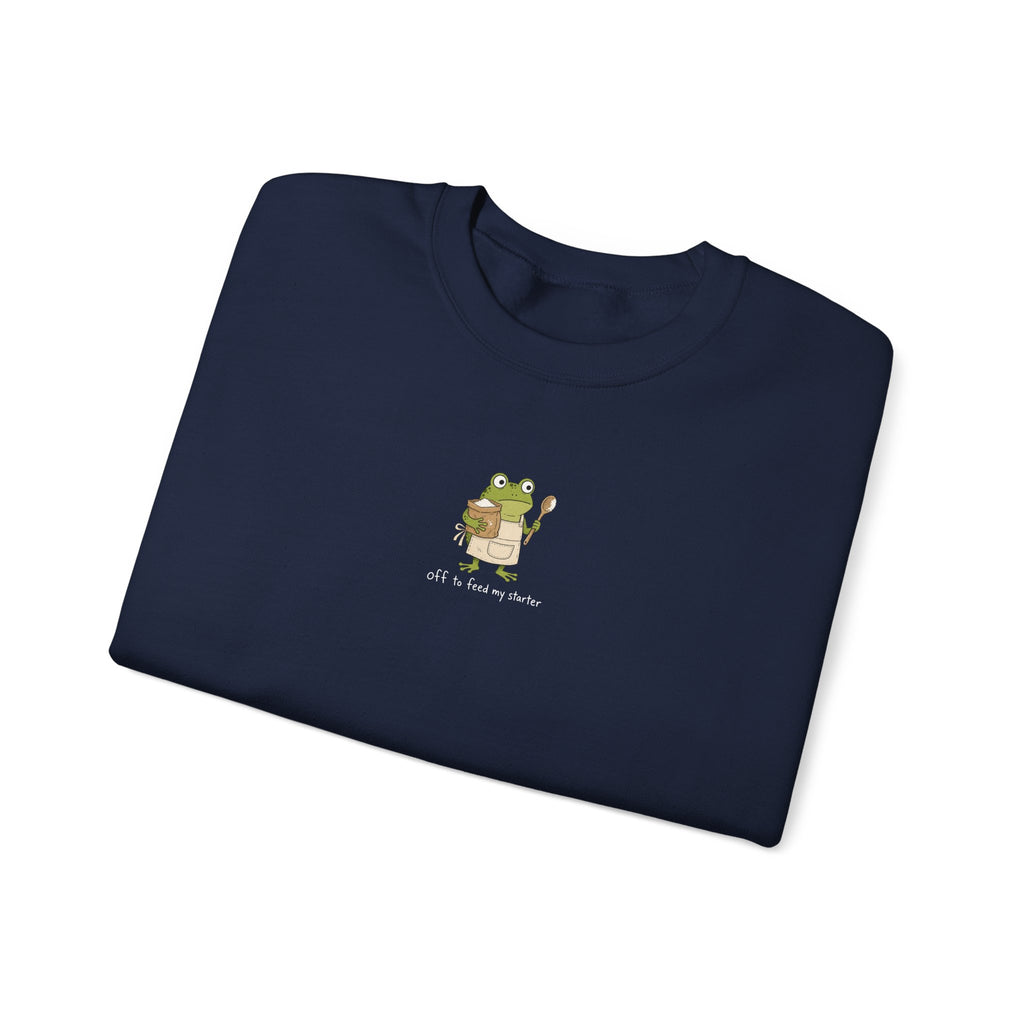 Cute Frog Holding Coffee Crewneck Sweatshirt — 'But First Coffee' Graphic