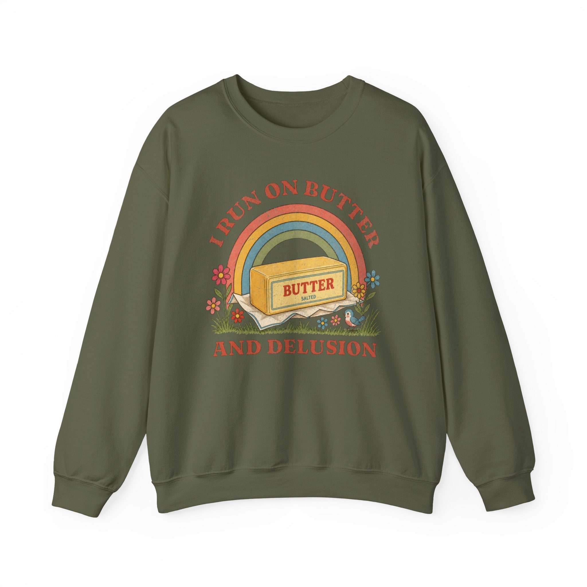 Butter & Delusion Sweatshirt | Retro Rainbow Graphic Crewneck