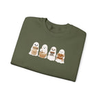 Cute Seal Family Crewneck Sweatshirt, Cartoon Seals in Cozy Cups
