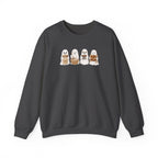 Cute Seal Family Crewneck Sweatshirt, Cartoon Seals in Cozy Cups