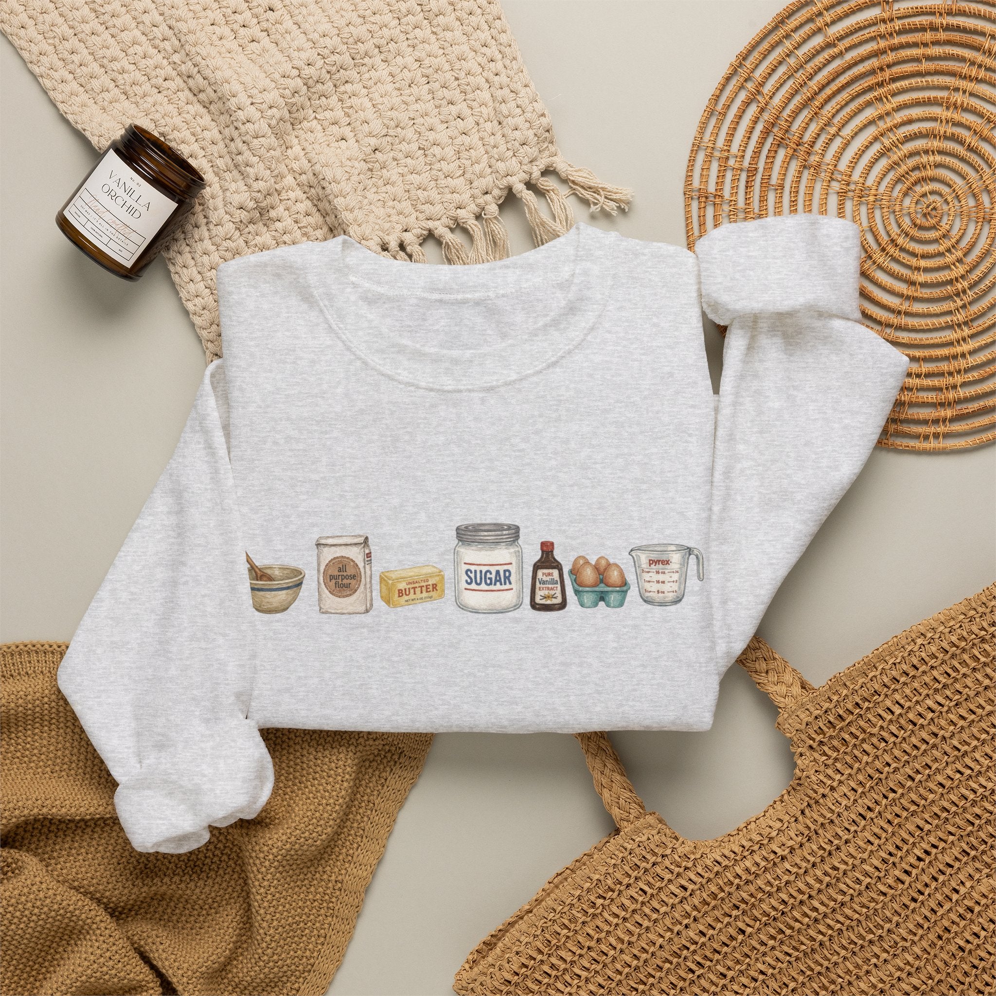Baking Ingredients Crewneck Sweatshirt | Cute Pantry Illustration