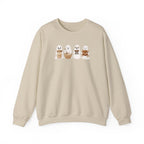 Cute Seal Family Crewneck Sweatshirt, Cartoon Seals in Cozy Cups