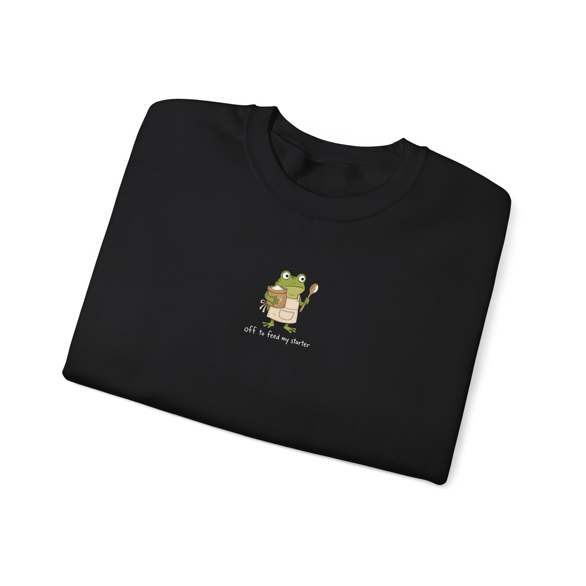 Cute Frog Holding Coffee Crewneck Sweatshirt — 'But First Coffee' Graphic