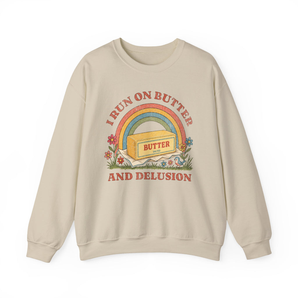Butter & Delusion Sweatshirt | Retro Rainbow Graphic Crewneck