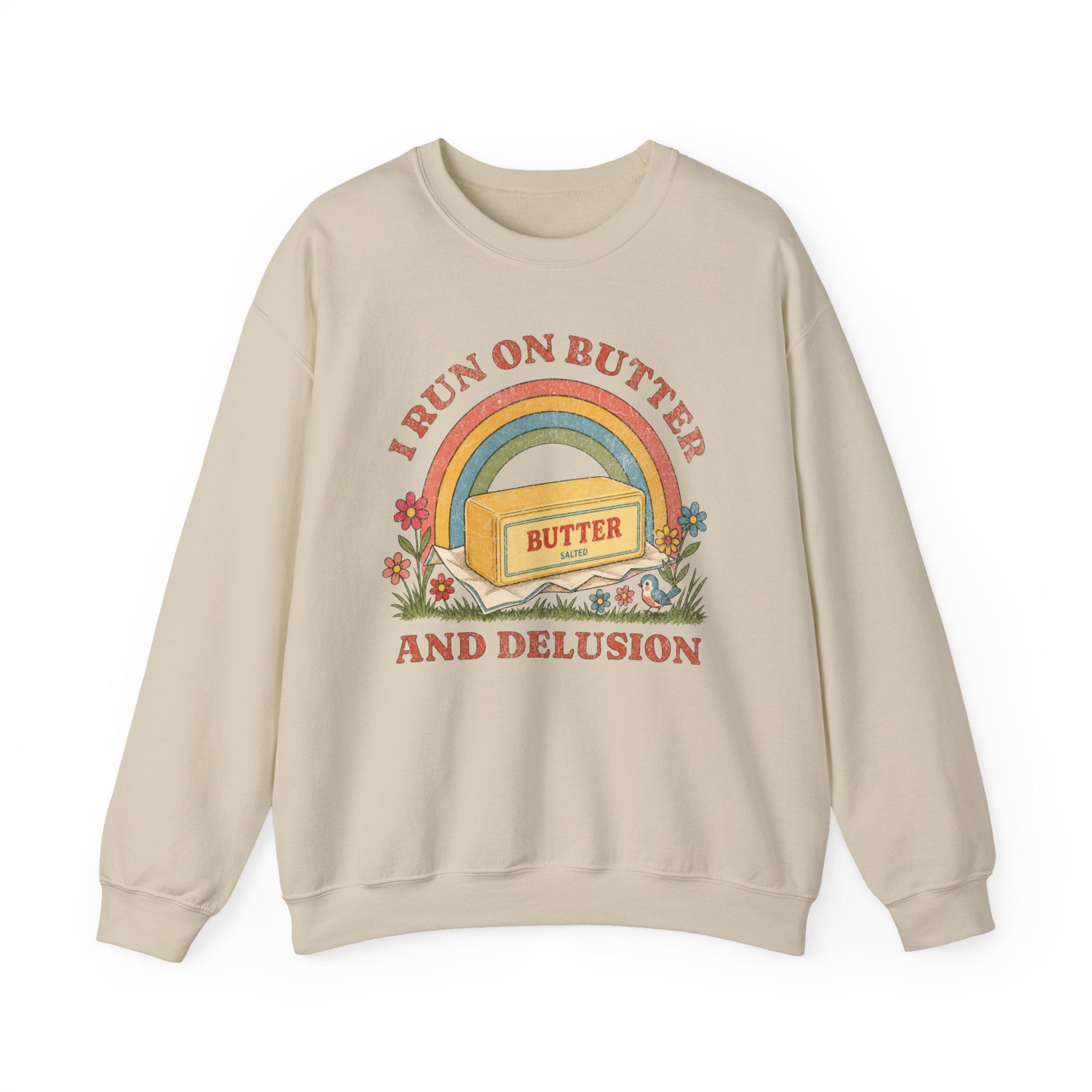 Butter & Delusion Sweatshirt | Retro Rainbow Graphic Crewneck