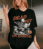 Skeleton 'Dead Set on Baring' Graphic T‑Shirt — Vintage Gothic Skull Tee