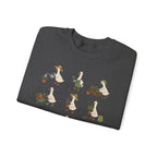 Gardening Geese Crewneck Sweatshirt — Cute Plant-Loving Duck Illustration
