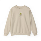 Cute Frog Holding Coffee Crewneck Sweatshirt — 'But First Coffee' Graphic