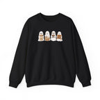 Cute Seal Family Crewneck Sweatshirt, Cartoon Seals in Cozy Cups