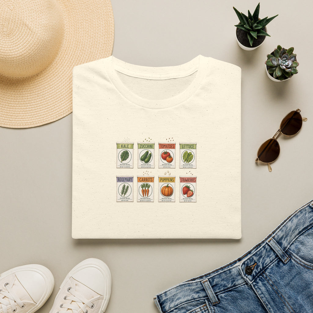 Vintage Seed Packet T-Shirt | Retro Garden Vegetable Illustration Tee