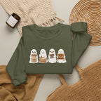 Cute Seal Family Crewneck Sweatshirt, Cartoon Seals in Cozy Cups