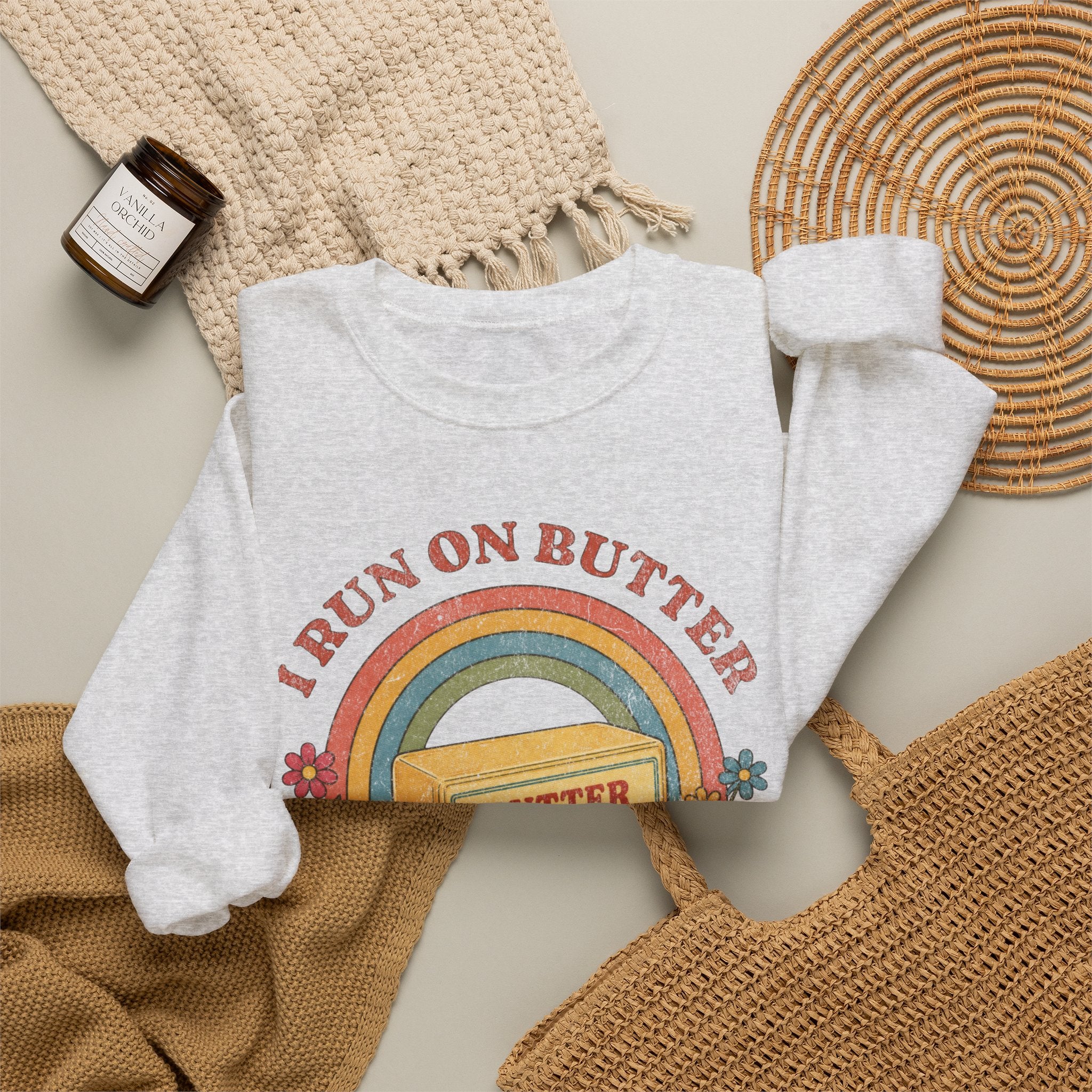 Butter & Delusion Sweatshirt | Retro Rainbow Graphic Crewneck