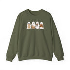 Cute Seal Family Crewneck Sweatshirt, Cartoon Seals in Cozy Cups