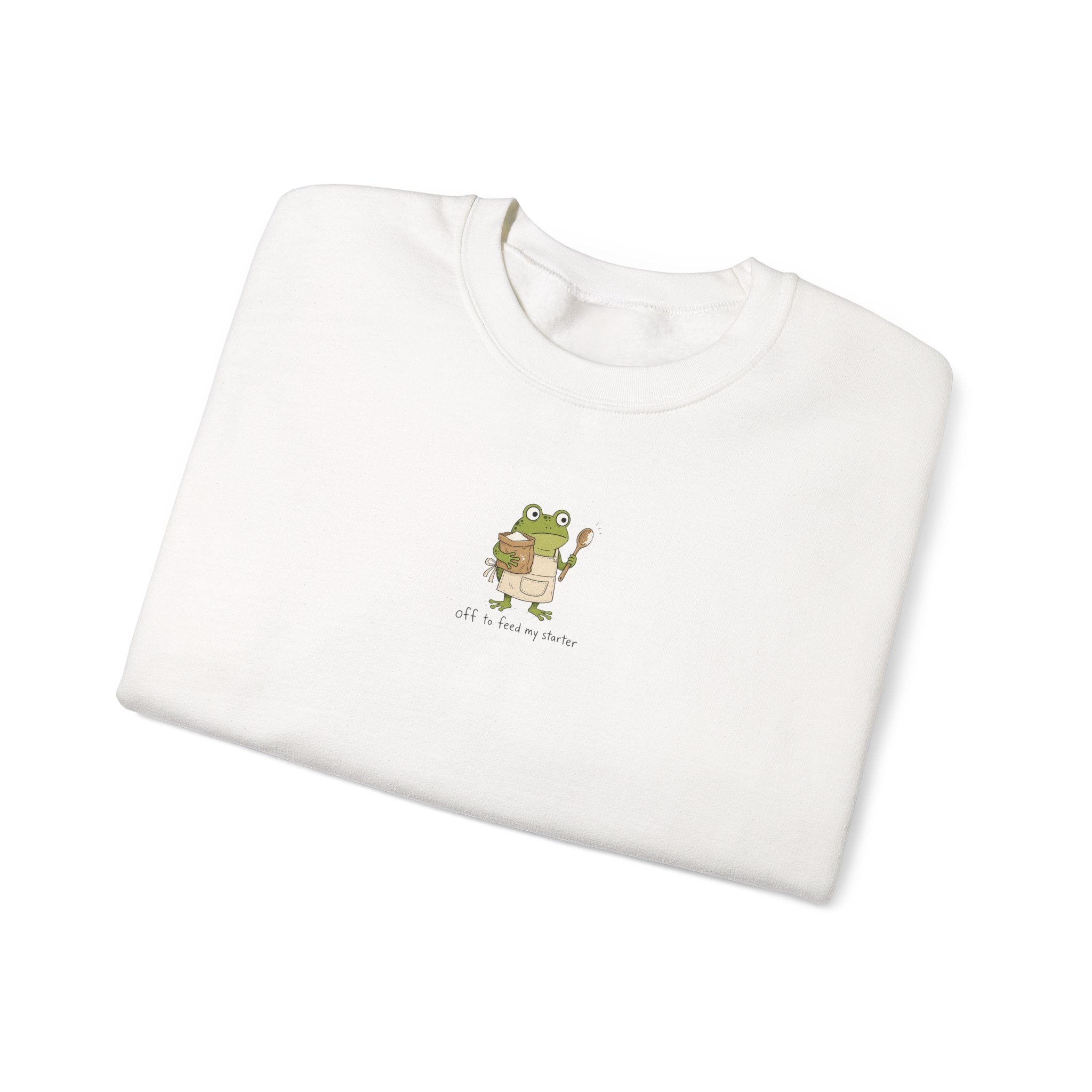 Cute Frog Holding Coffee Crewneck Sweatshirt — 'But First Coffee' Graphic