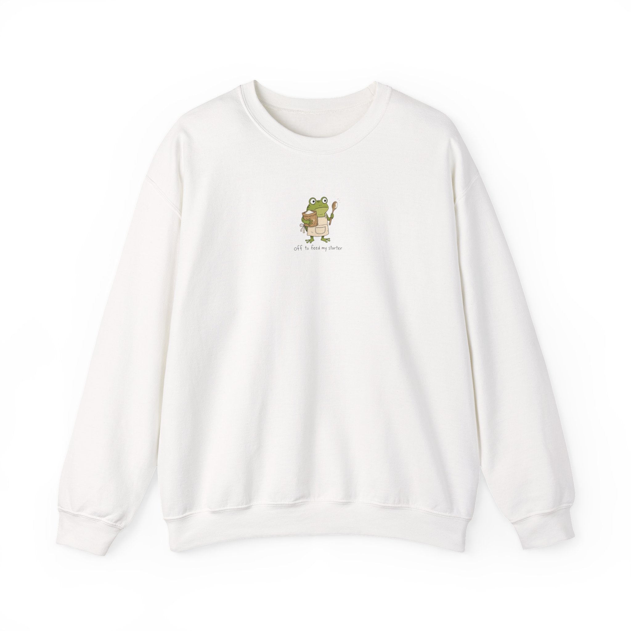 Cute Frog Holding Coffee Crewneck Sweatshirt — 'But First Coffee' Graphic