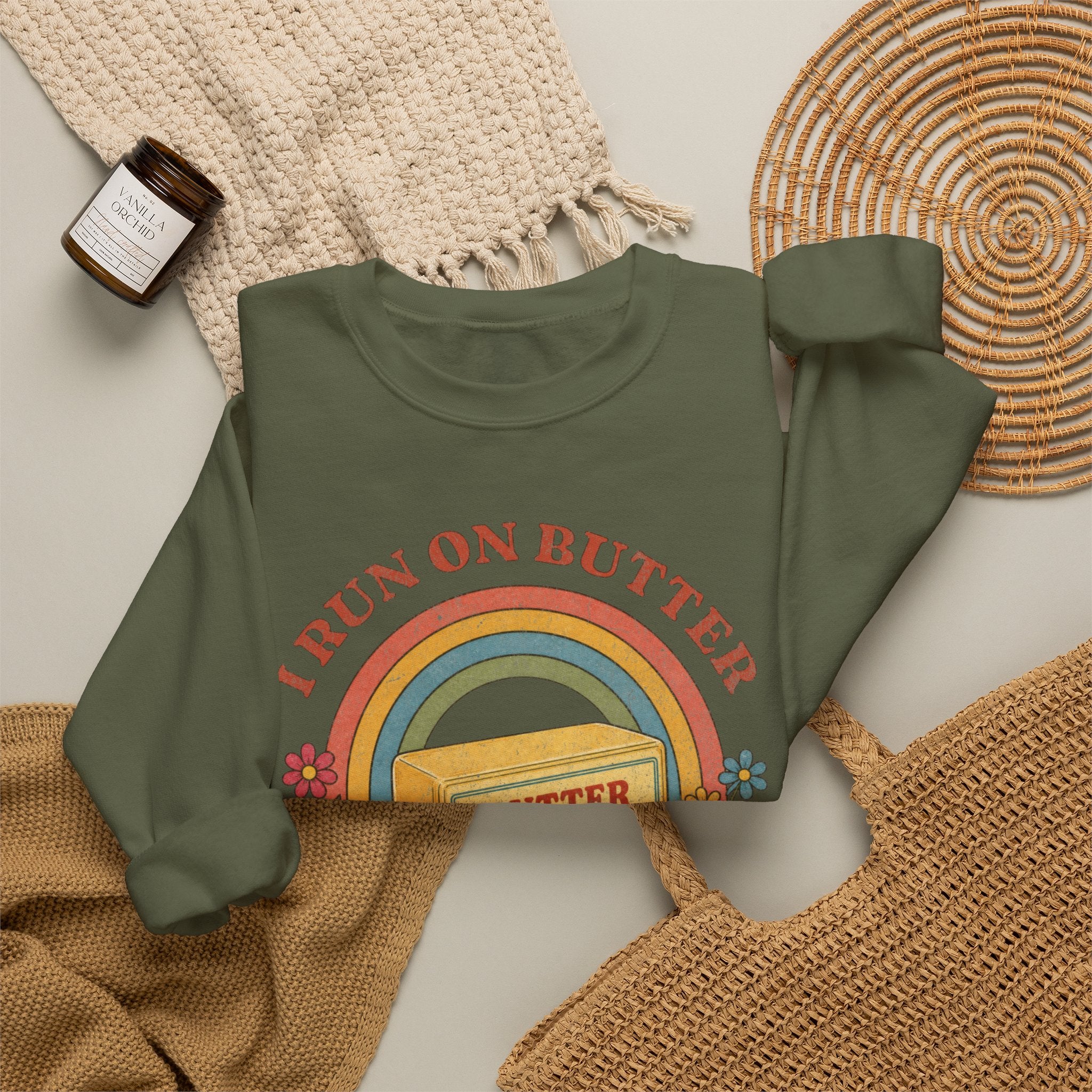 Butter & Delusion Sweatshirt | Retro Rainbow Graphic Crewneck