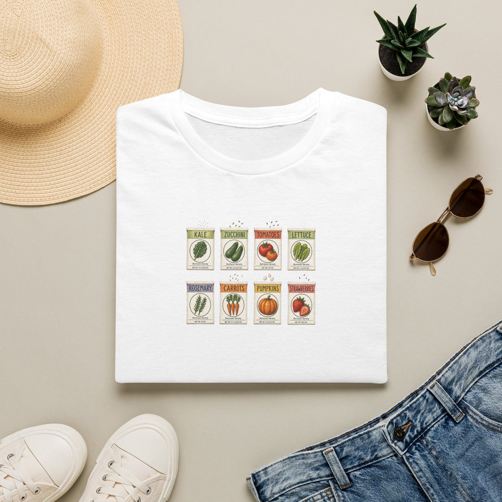 Vintage Seed Packet T-Shirt | Retro Garden Vegetable Illustration Tee