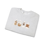 Cute Seal Family Crewneck Sweatshirt, Cartoon Seals in Cozy Cups