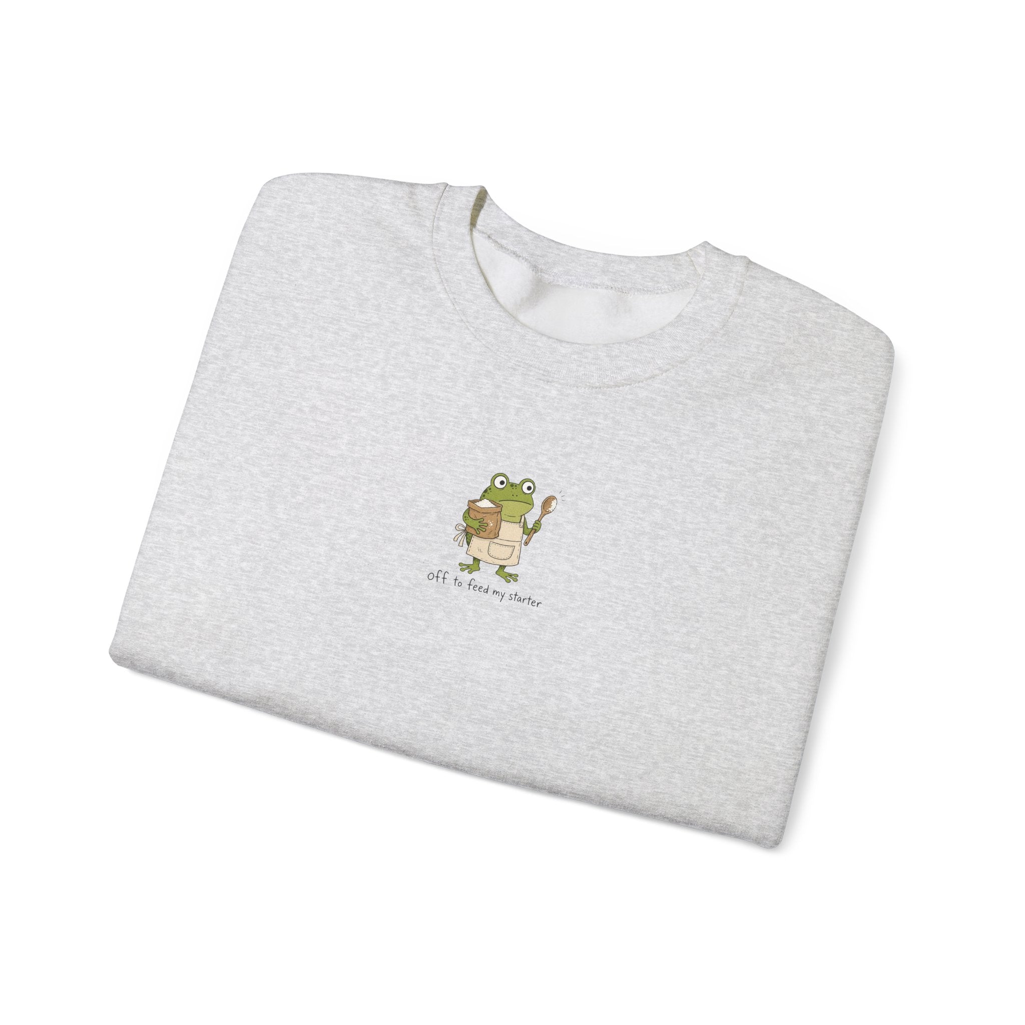 Cute Frog Holding Coffee Crewneck Sweatshirt — 'But First Coffee' Graphic