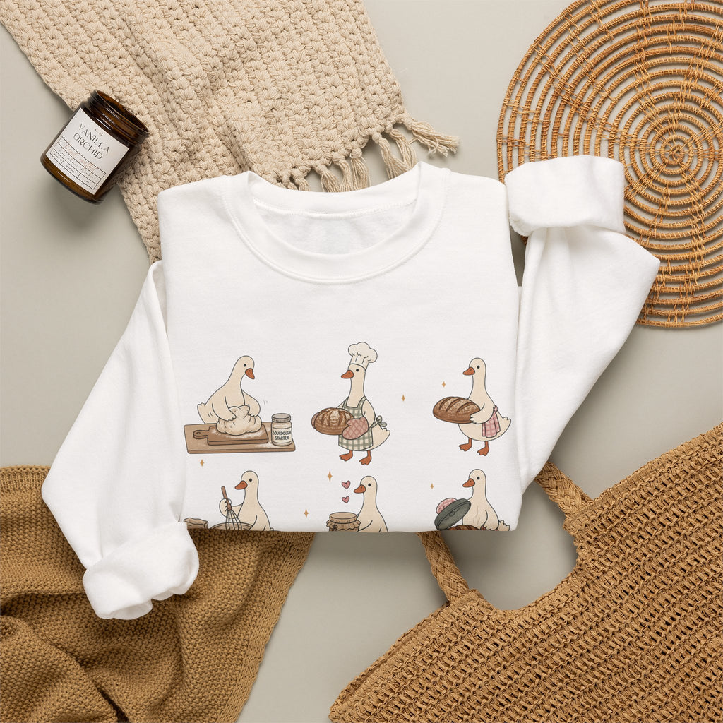 Goose Bakery Crewneck Sweatshirt — Cute Baking Geese Graphic