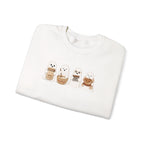 Cute Seal Family Crewneck Sweatshirt, Cartoon Seals in Cozy Cups