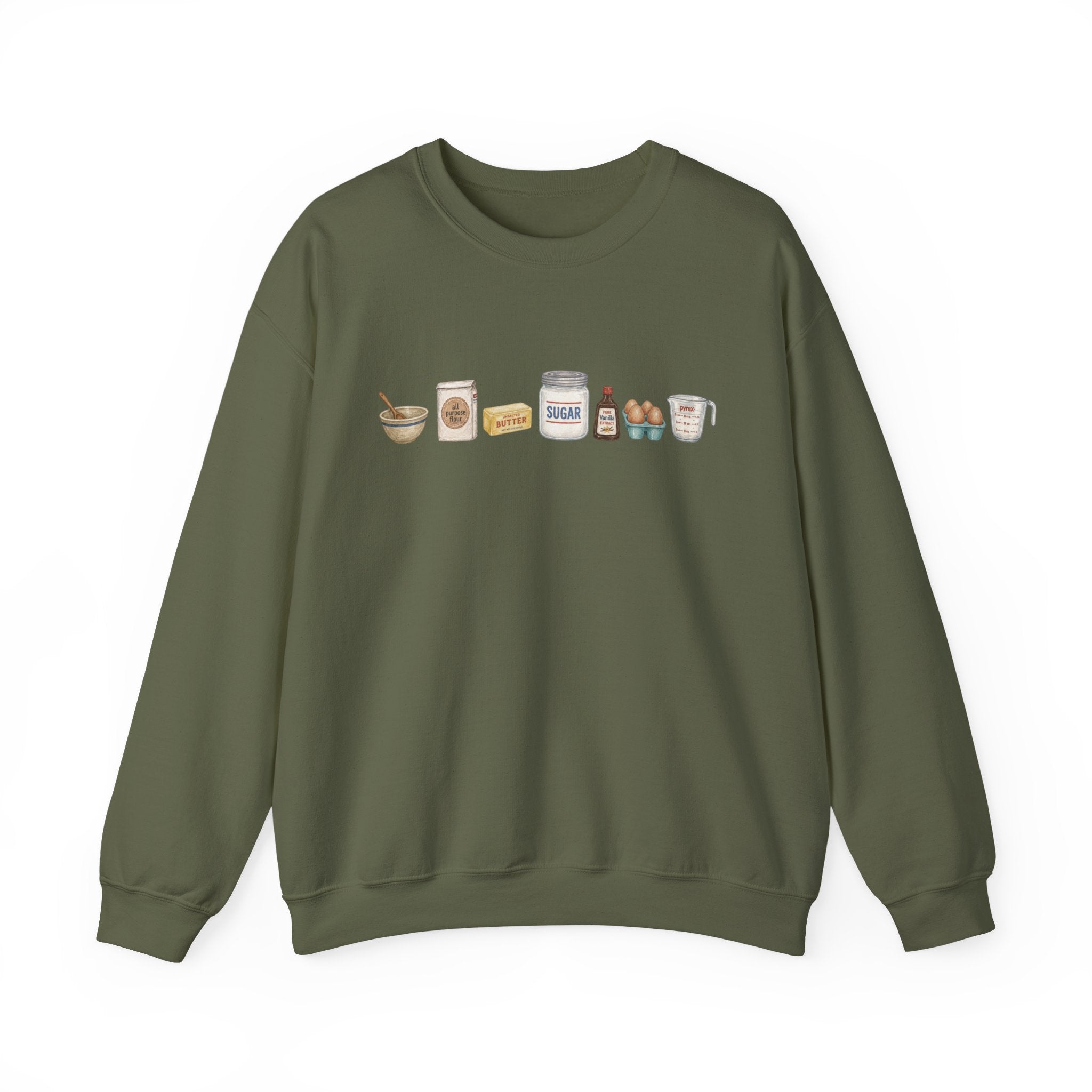 Baking Ingredients Crewneck Sweatshirt | Cute Pantry Illustration