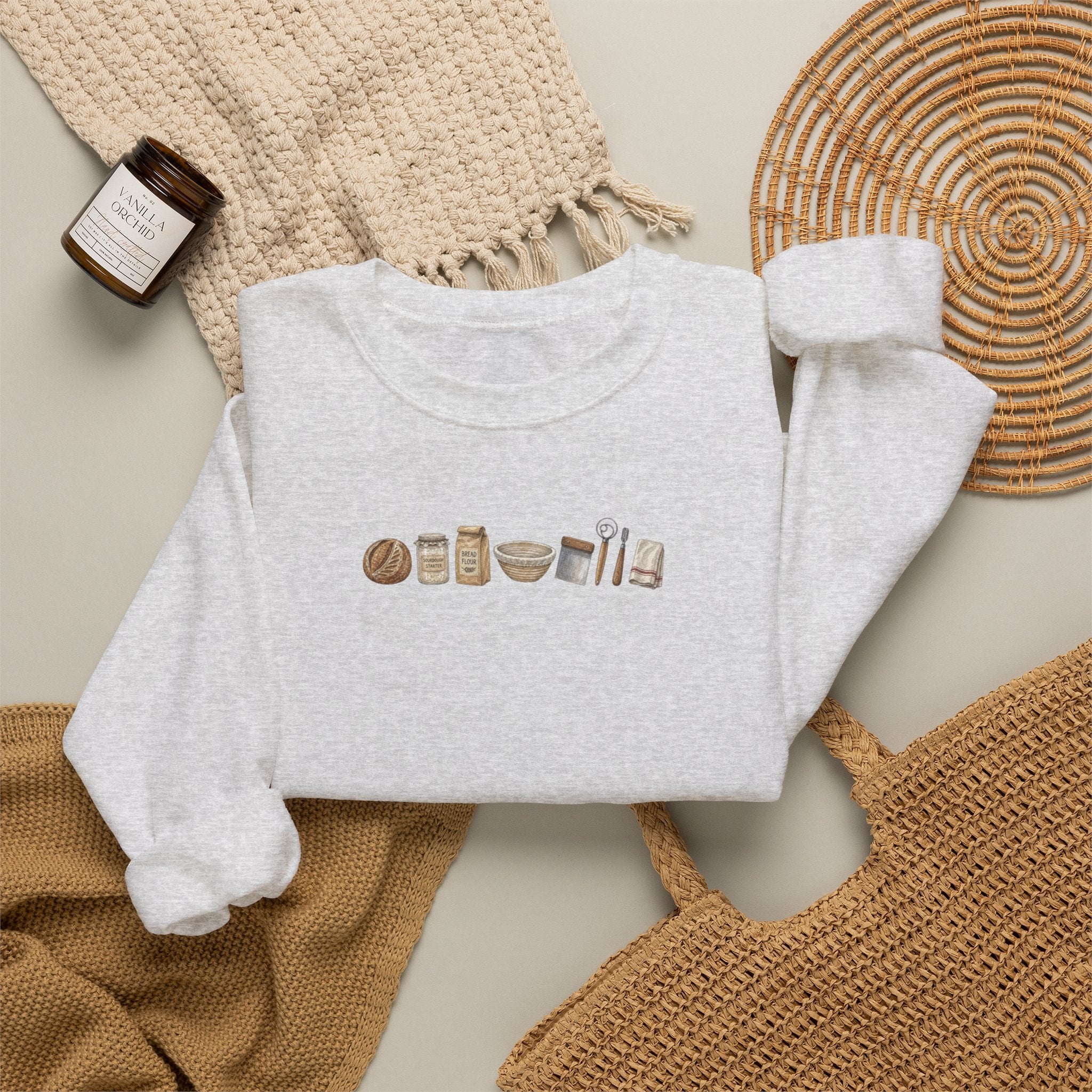 Baking Essentials Crewneck Sweatshirt | Cute Neutral Bakery Icons