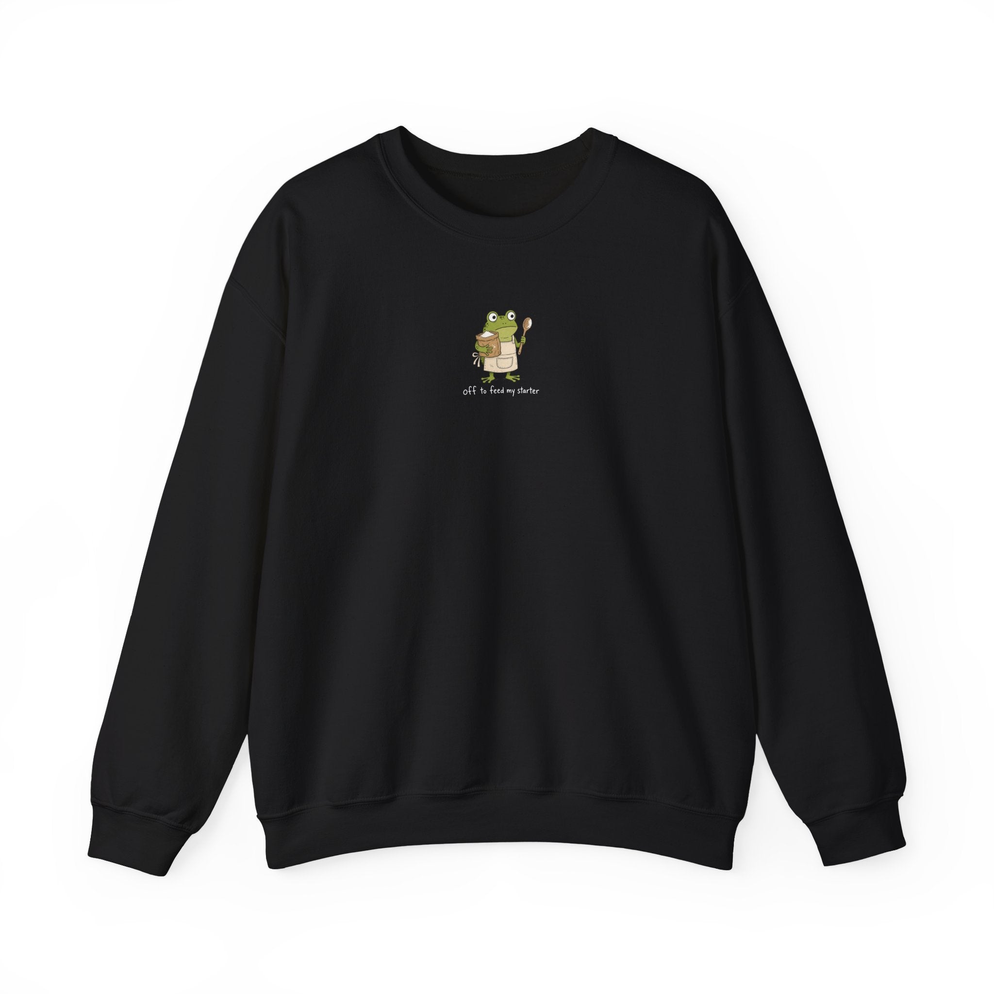 Cute Frog Holding Coffee Crewneck Sweatshirt — 'But First Coffee' Graphic