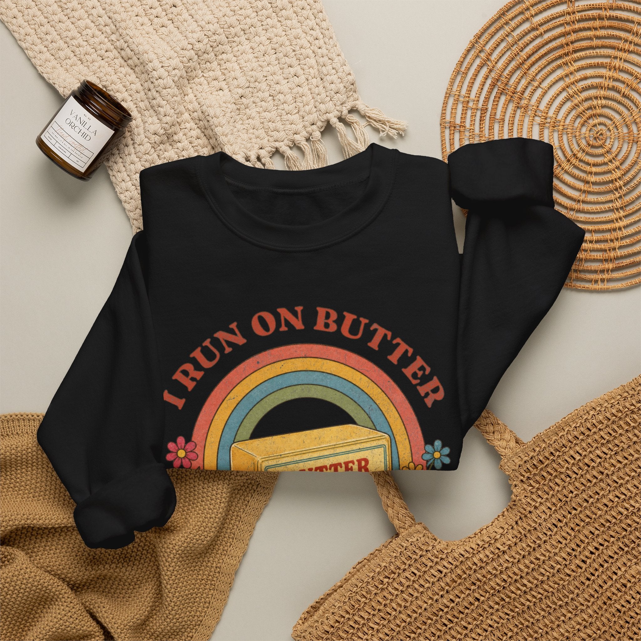 Butter & Delusion Sweatshirt | Retro Rainbow Graphic Crewneck