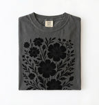botanical floral t shirt with vintage wildflower illustration in pepper, cottagecore gardener gift tee