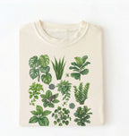 Botanical plant illustration shirt with green houseplants, perfect gardener gift for plant lovers and nature fans