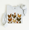 Chicken breeds sweatshirt with illustrated farm chickens for chicken lovers
