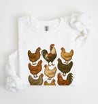 Chicken breeds sweatshirt with illustrated farm chickens for chicken lovers