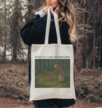 Cottagecore mushroom foraging tote bag with vintage artwork, eco friendly canvas market bag, gardener gift idea