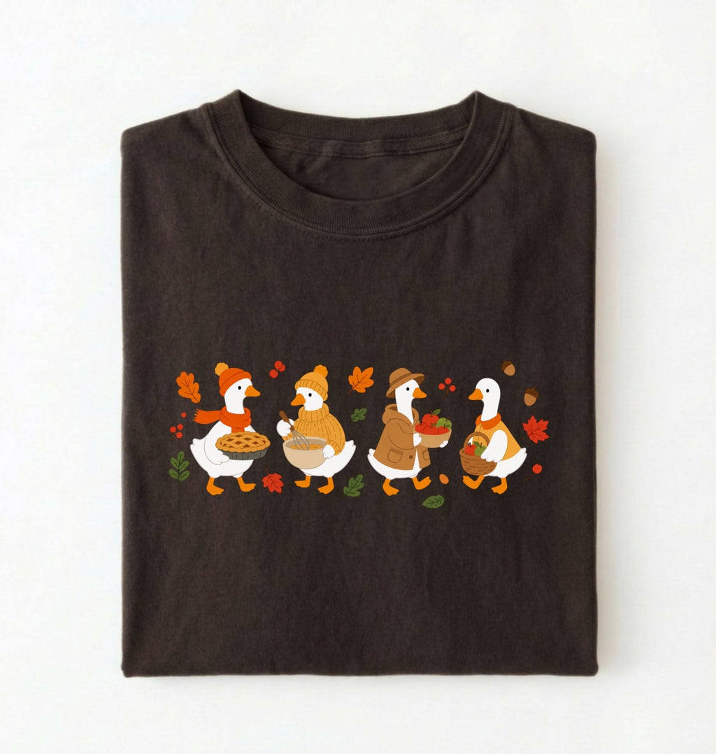 Autumn Fox Parade T-Shirt, Cute Fall Woodland Friends Tee